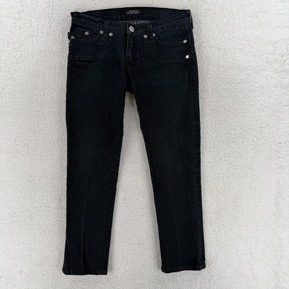 Rock & Republic Morrison‎ Jeans Womens 27 Black Low Rise Superstretch 29x24